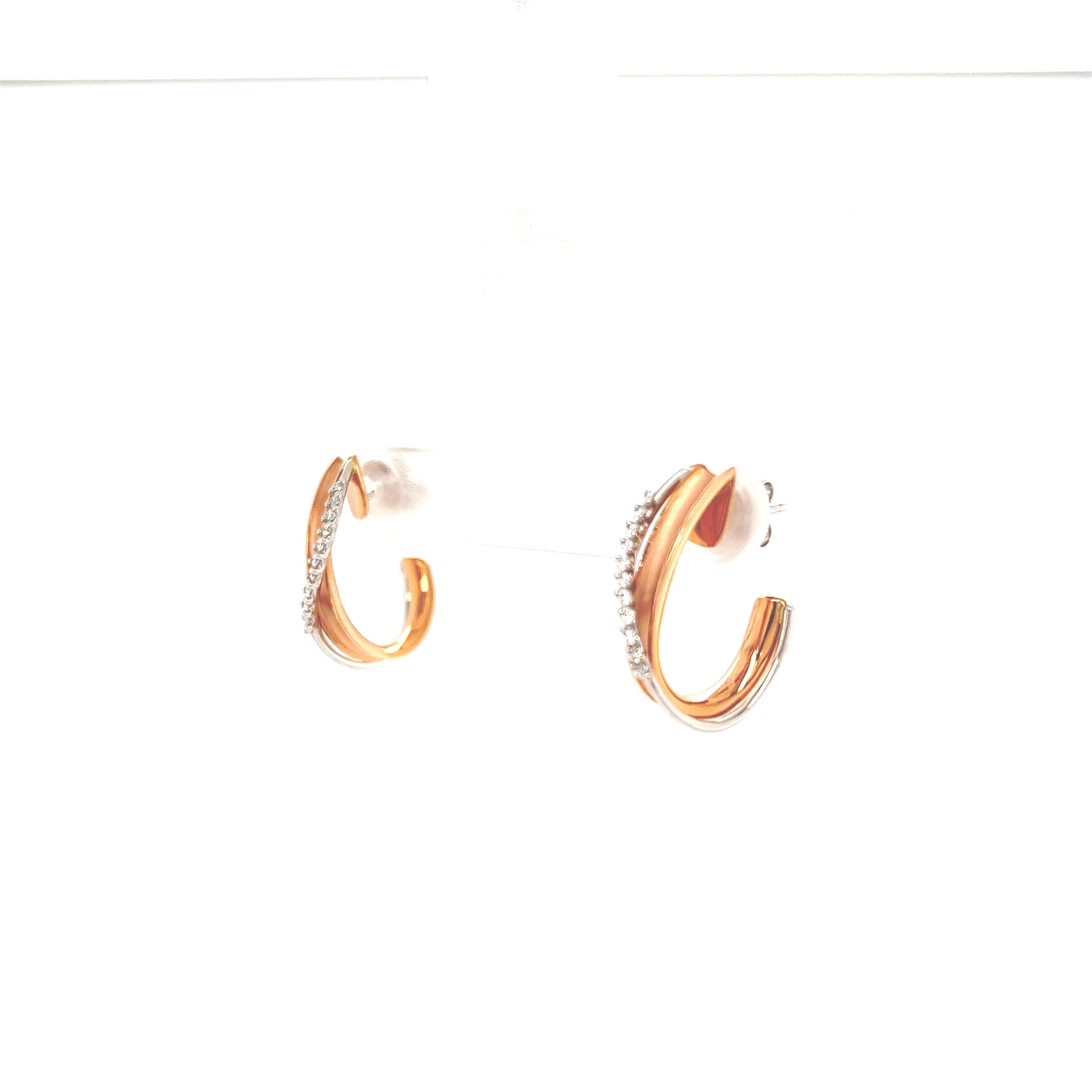 Simon G Vintage inspirierte Ohrringe aus 18 Karat Roségold und Weißgold mit 0,19 Karat Diamanten Damen im Angebot