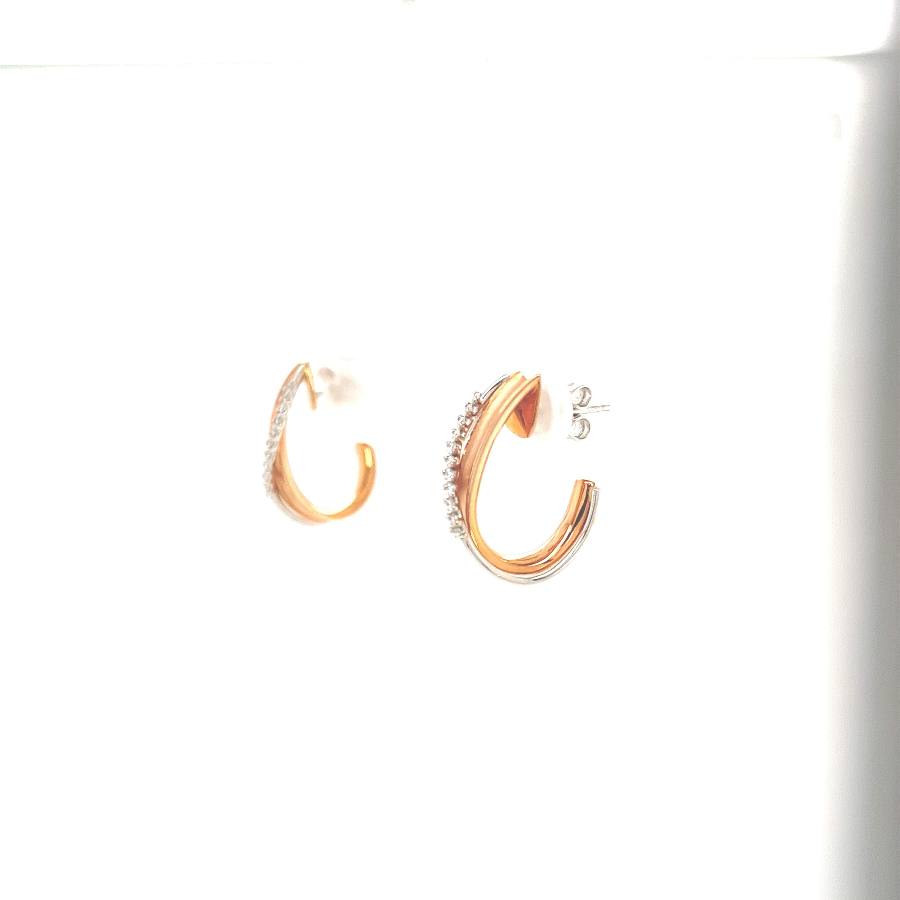 Simon G Vintage inspirierte Ohrringe aus 18 Karat Roségold und Weißgold mit 0,19 Karat Diamanten im Angebot 1