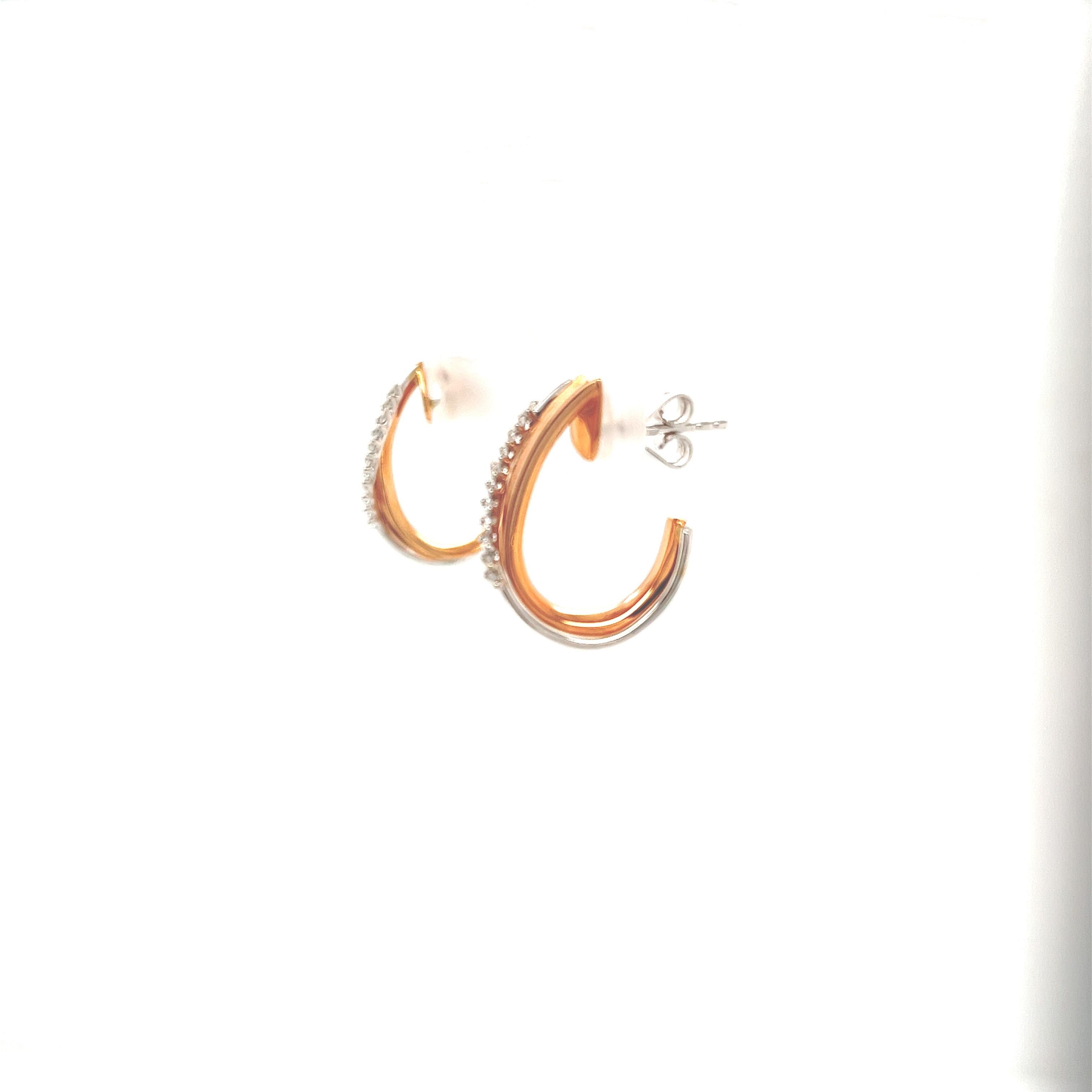 Simon G Vintage inspirierte Ohrringe aus 18 Karat Roségold und Weißgold mit 0,19 Karat Diamanten im Angebot 2
