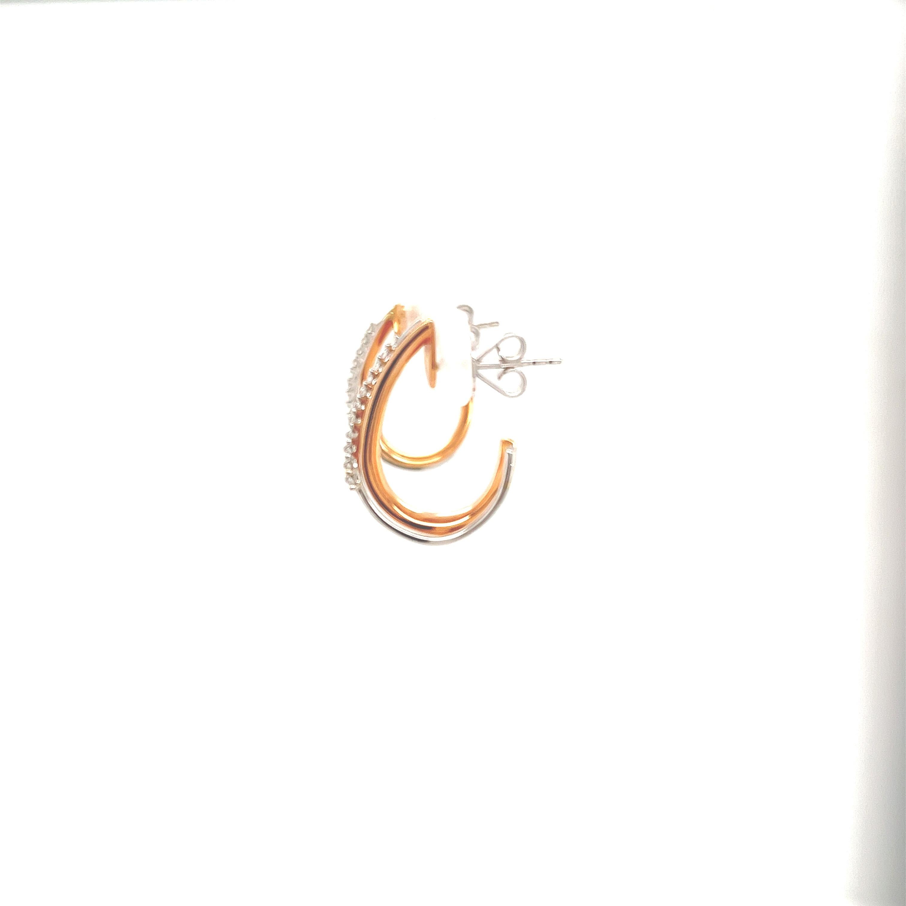 Simon G Vintage inspirierte Ohrringe aus 18 Karat Roségold und Weißgold mit 0,19 Karat Diamanten im Angebot 3