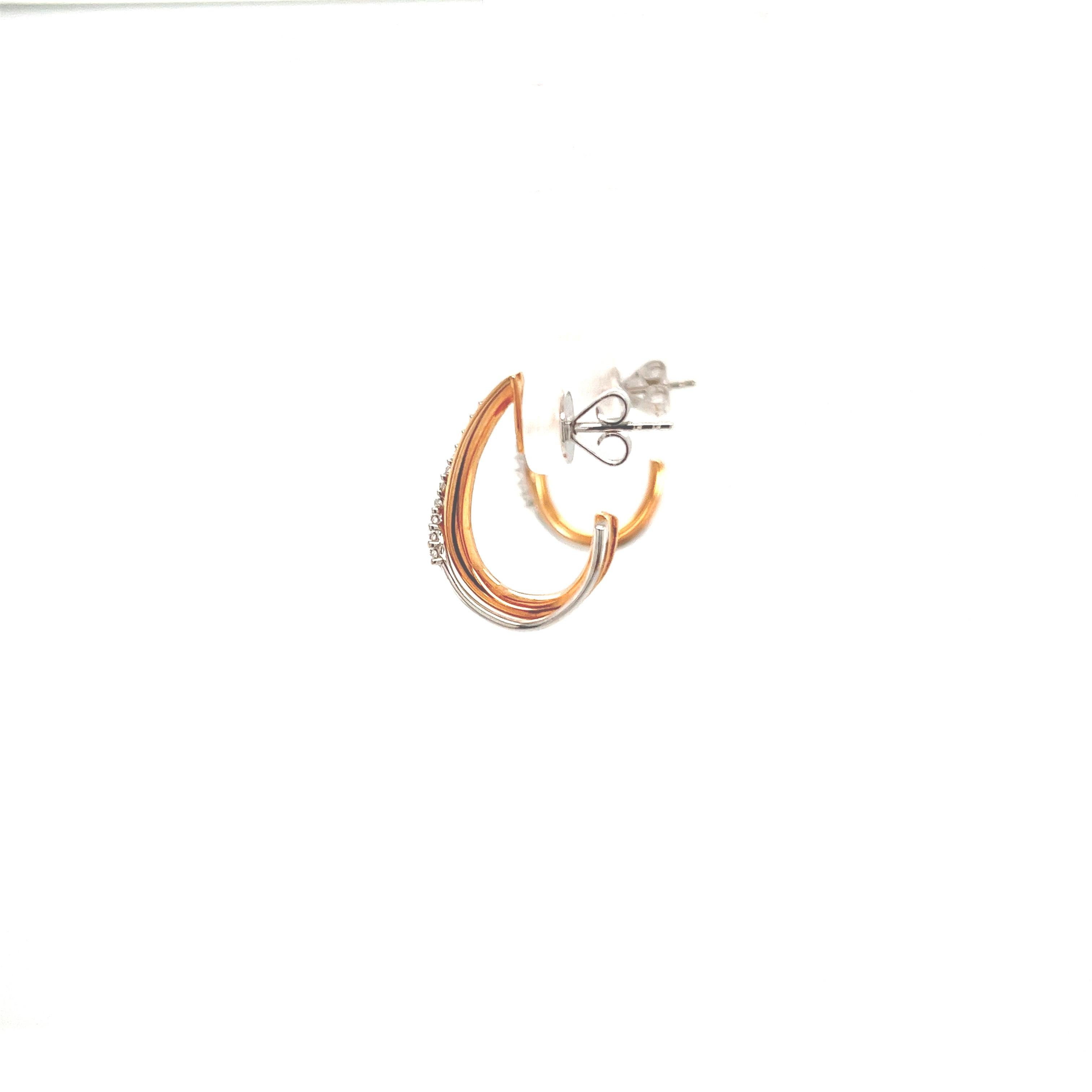 Simon G Vintage inspirierte Ohrringe aus 18 Karat Roségold und Weißgold mit 0,19 Karat Diamanten im Angebot 4