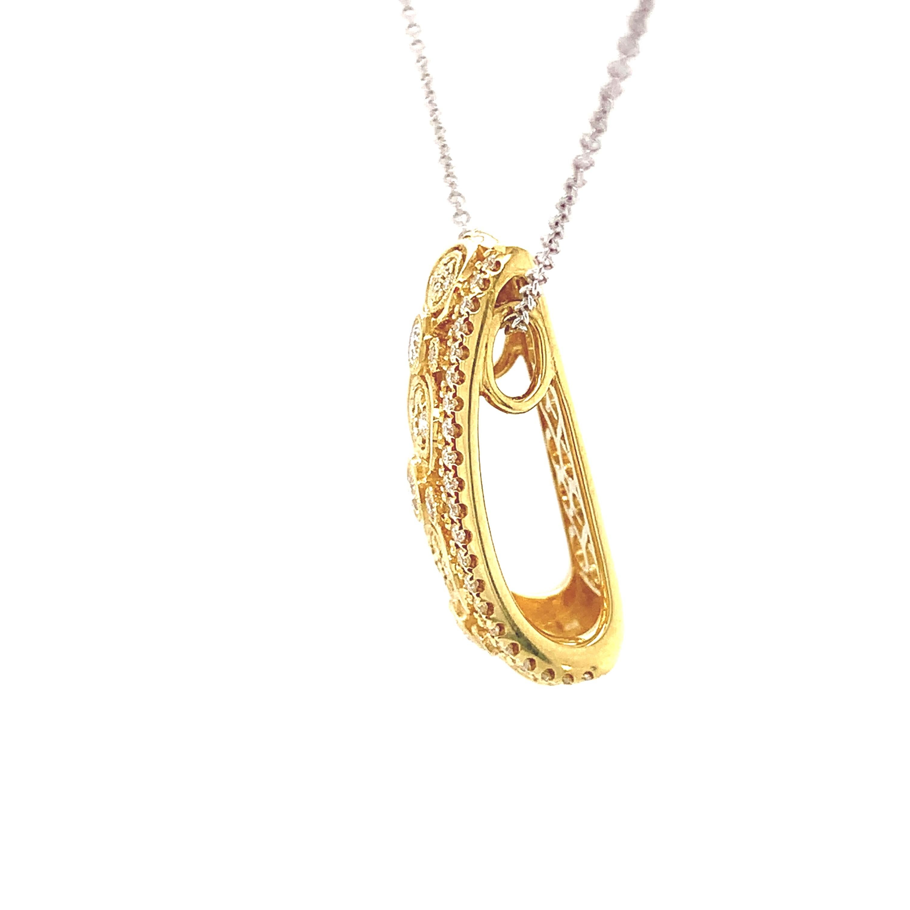 Simon G. Vintage Style Filigree Diamond Pendant Necklace in 18K Yellow Gold For Sale 2