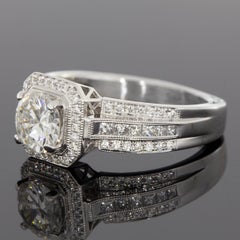 Simon G White Gold 1.39 Carat Round Diamond Vintage Engagement Ring