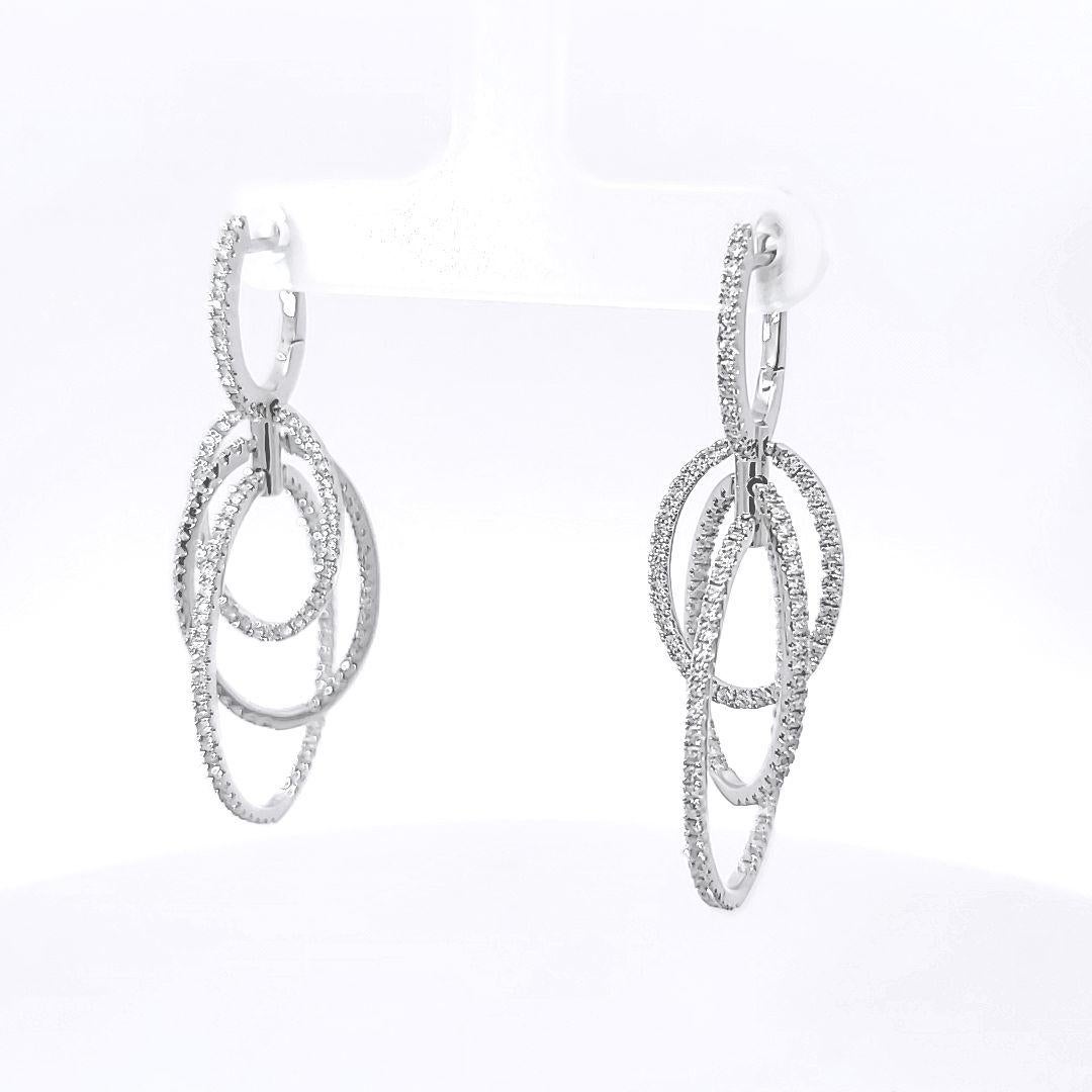 Women's or Men's Simon G White Gold 1.72 Carat Diamond Hoop Earrings For Sale