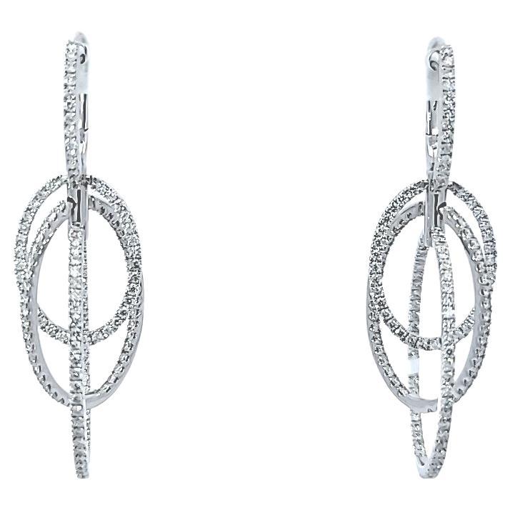 Simon G White Gold 1.72 Carat Diamond Hoop Earrings For Sale