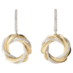 Simon G Wreath Mixed Metals 0.46ct Round Diamond Drop/Dangle Earrings