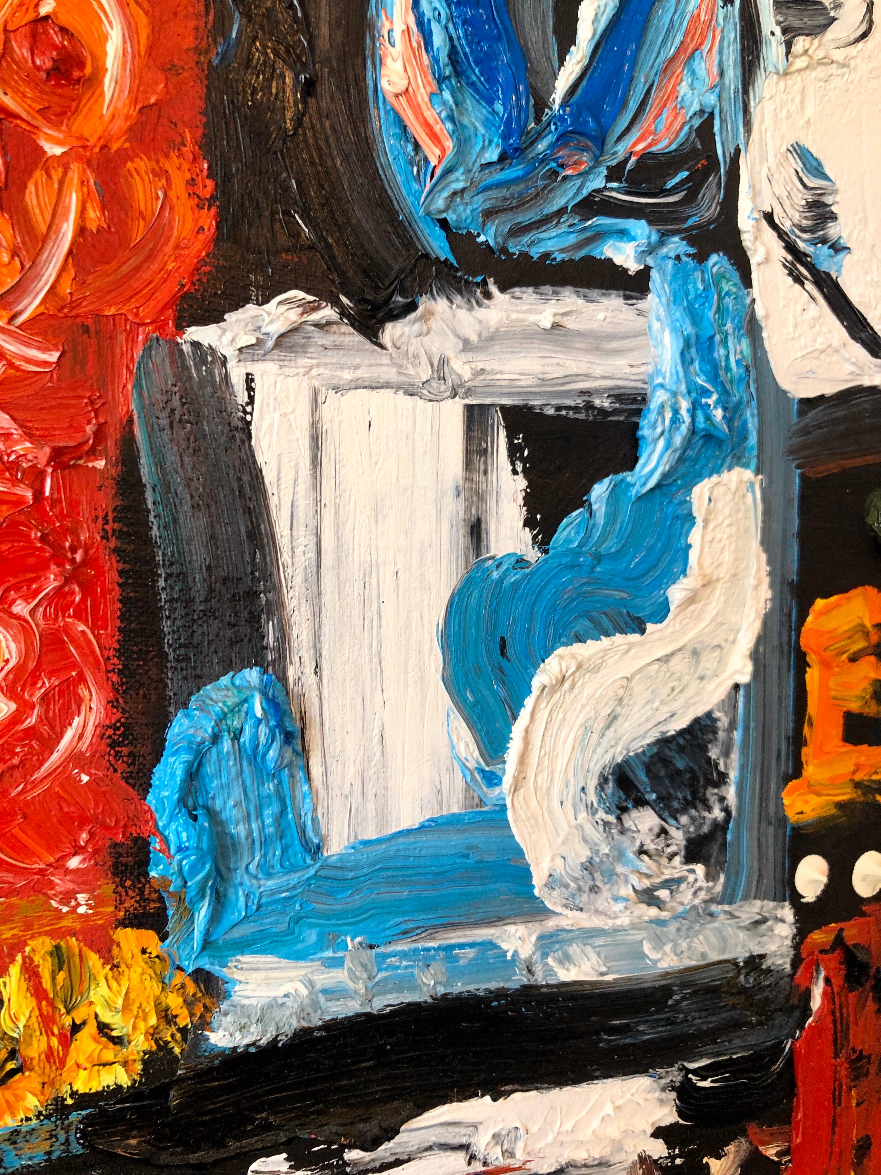 Vibrante New York Times Square, pittura ad olio figurativa espressionista astratta in vendita 3