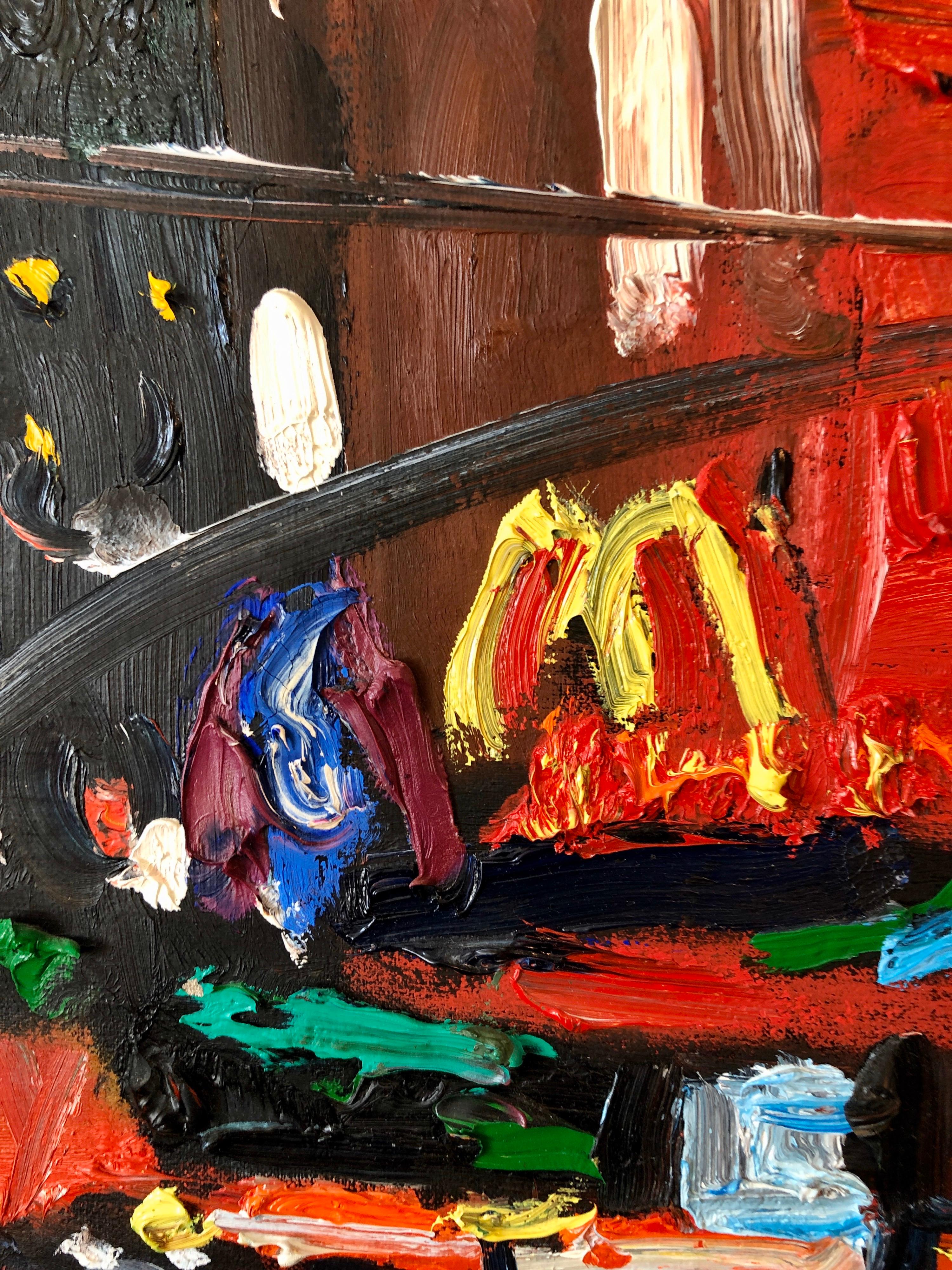 Vibrant New York City Times Square, Figural Abstract Expressionist Oil Painting 3