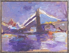 Simon Gaon - Vintage American Nocturnal New York City Bridge Cityscape Vintage American Nocturnal New York City Bridge Cityscape