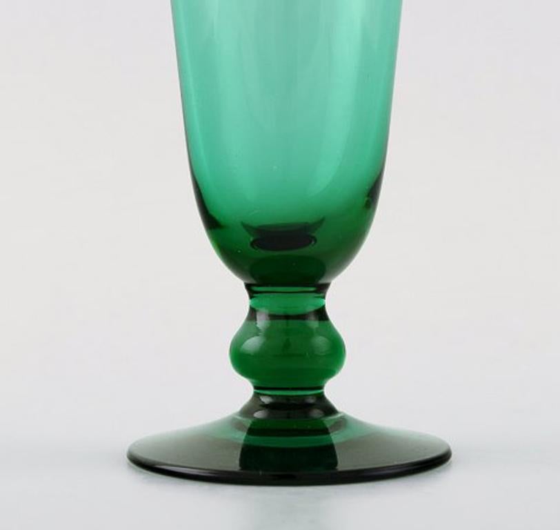 Scandinavian Modern Simon Gate for Orrefors, a Set of Six Green Champagne Glass