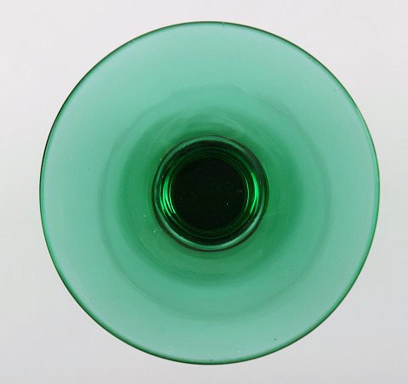 Swedish Simon Gate for Orrefors, a Set of Six Green Champagne Glass