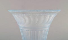 Simon Gate for Orrefors, Art Deco Vase in Satin-Cut Light Blue Art Glass, 1927
