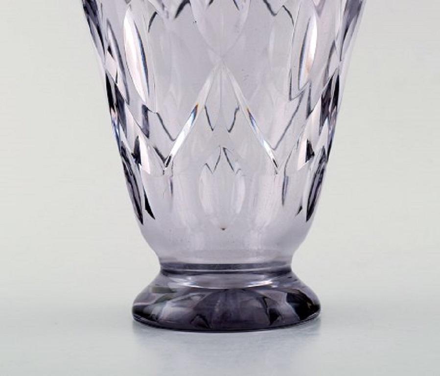 Simon Gate for Orrefors, Art Deco Vase Satin-Cut Light Purple Artificial Glass In Excellent Condition In Copenhagen, DK