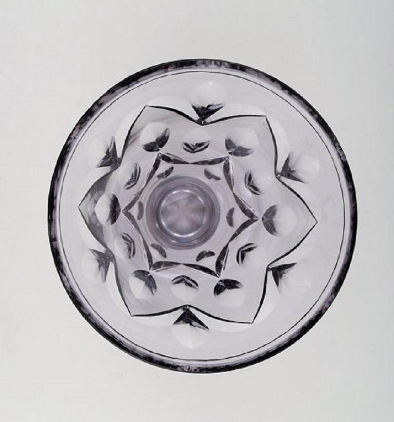Simon Gate for Orrefors, Art Deco Vase Satin-Cut Light Purple Artificial Glass 1