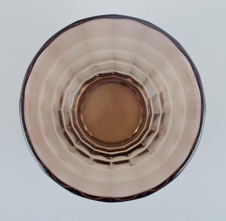 Art Deco Simon Gate for Orrefors/Sandvik. Four bowls in smoked-coloured pressed glass For Sale