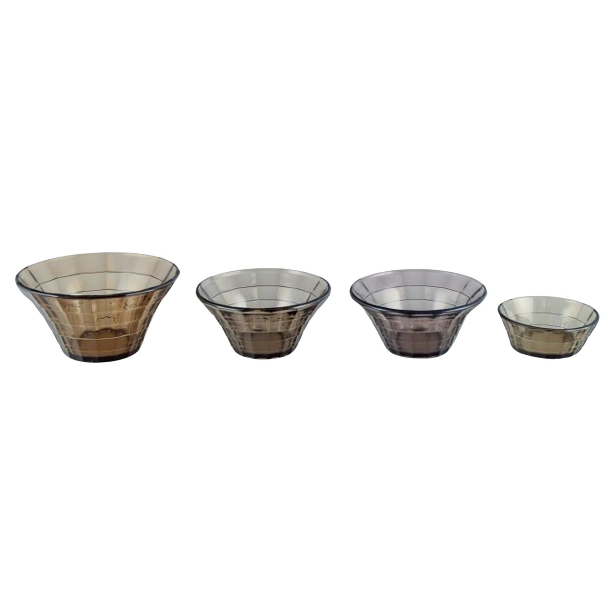 Simon Gate for Orrefors/Sandvik. Set of four Art Deco bowls in glass. For Sale