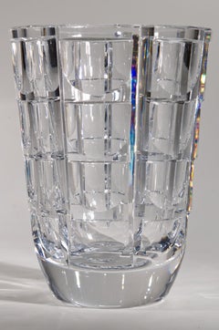 Vase en cristal Art Déco Simon Gate pour Orrefors Thousand Windows, 1932