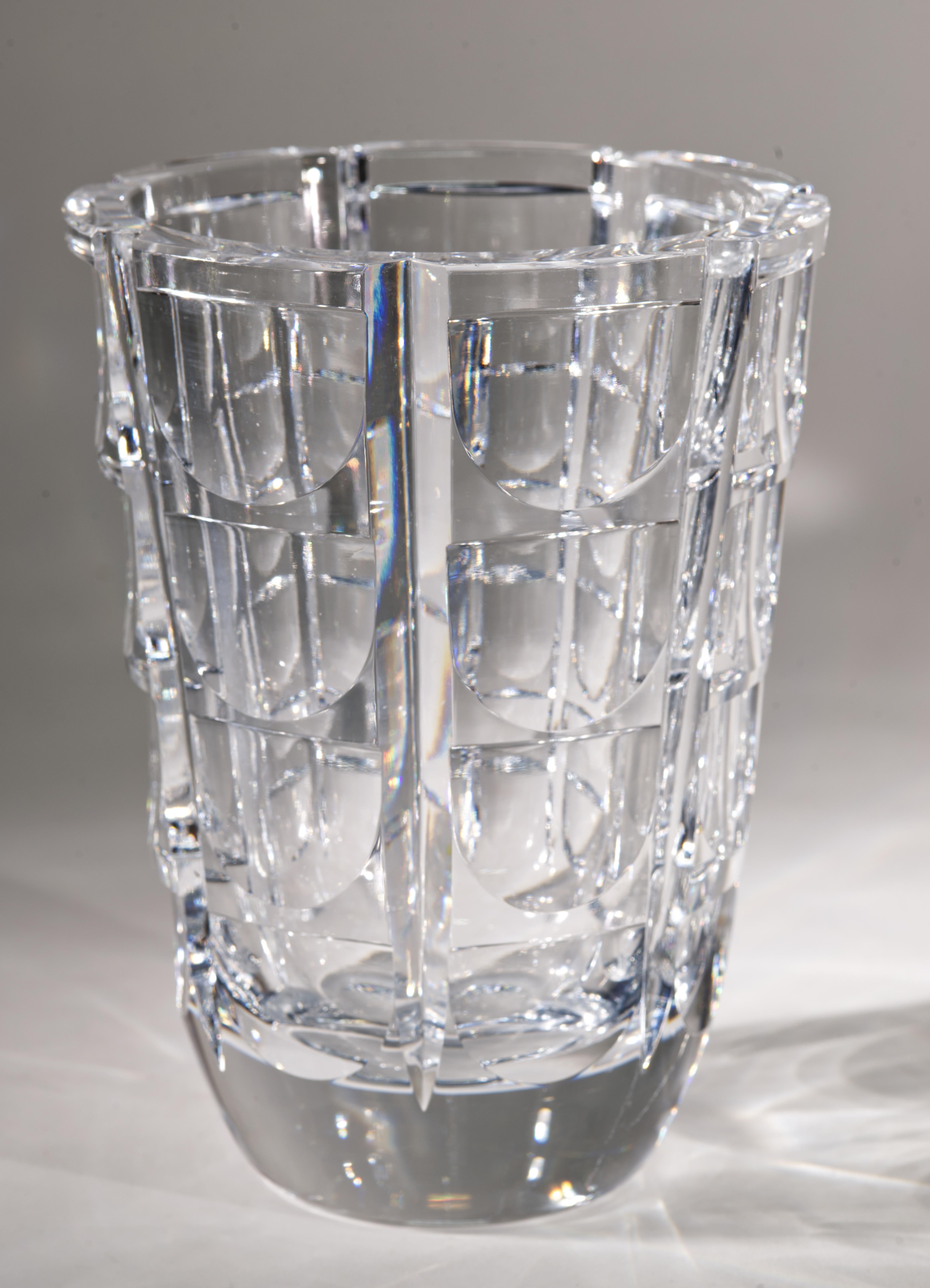 Swedish Simon Gate for Orrefors Thousand Windows Art Deco Crystal Vase, 1932 For Sale