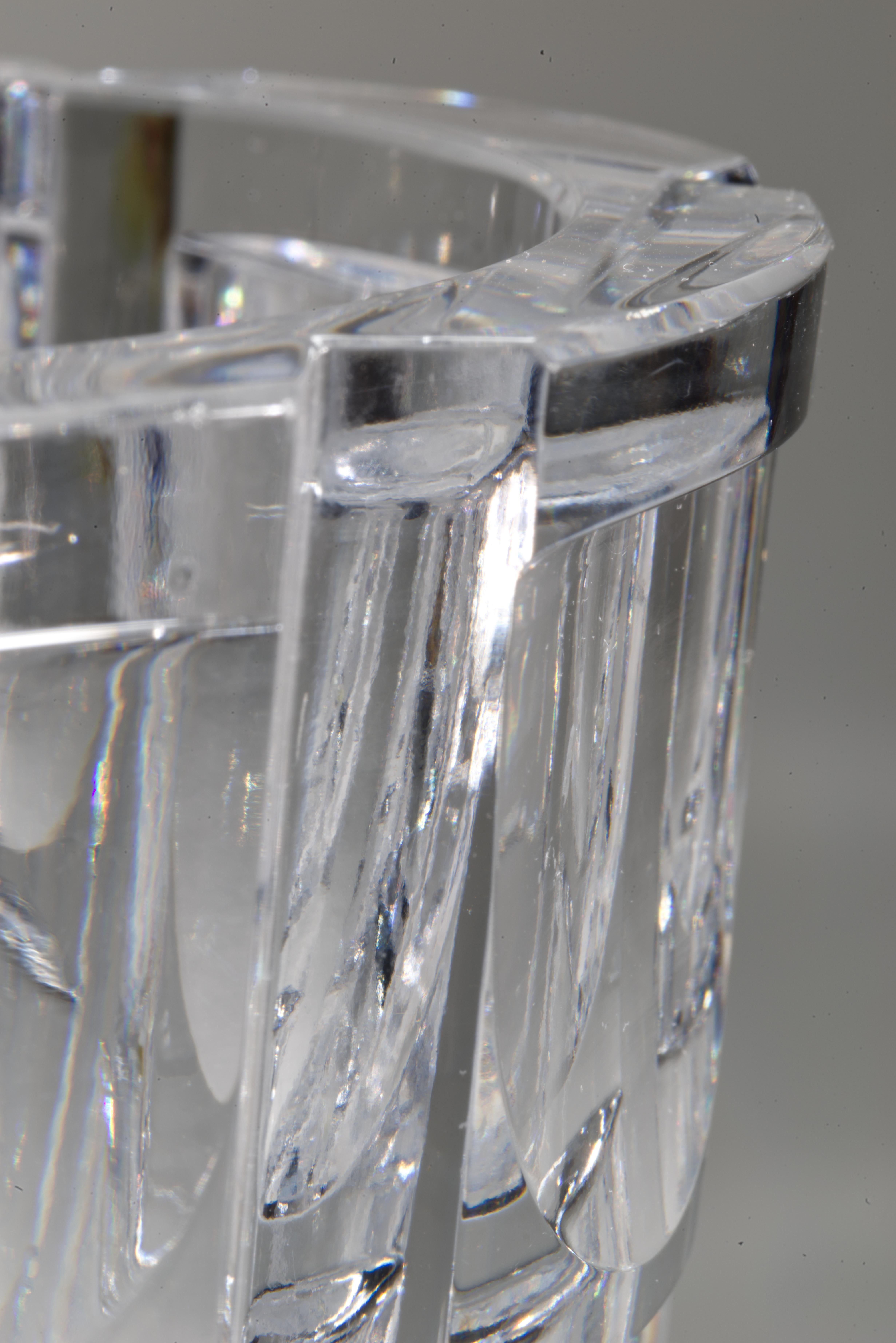 Simon Gate for Orrefors Thousand Windows Art Deco Crystal Vase, 1932 In Good Condition For Sale In Clifton Springs, NY