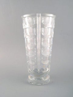 Simon Gate for Orrefors, "Thousand Windows" Art Deco Vase in Satin-Cut Glass