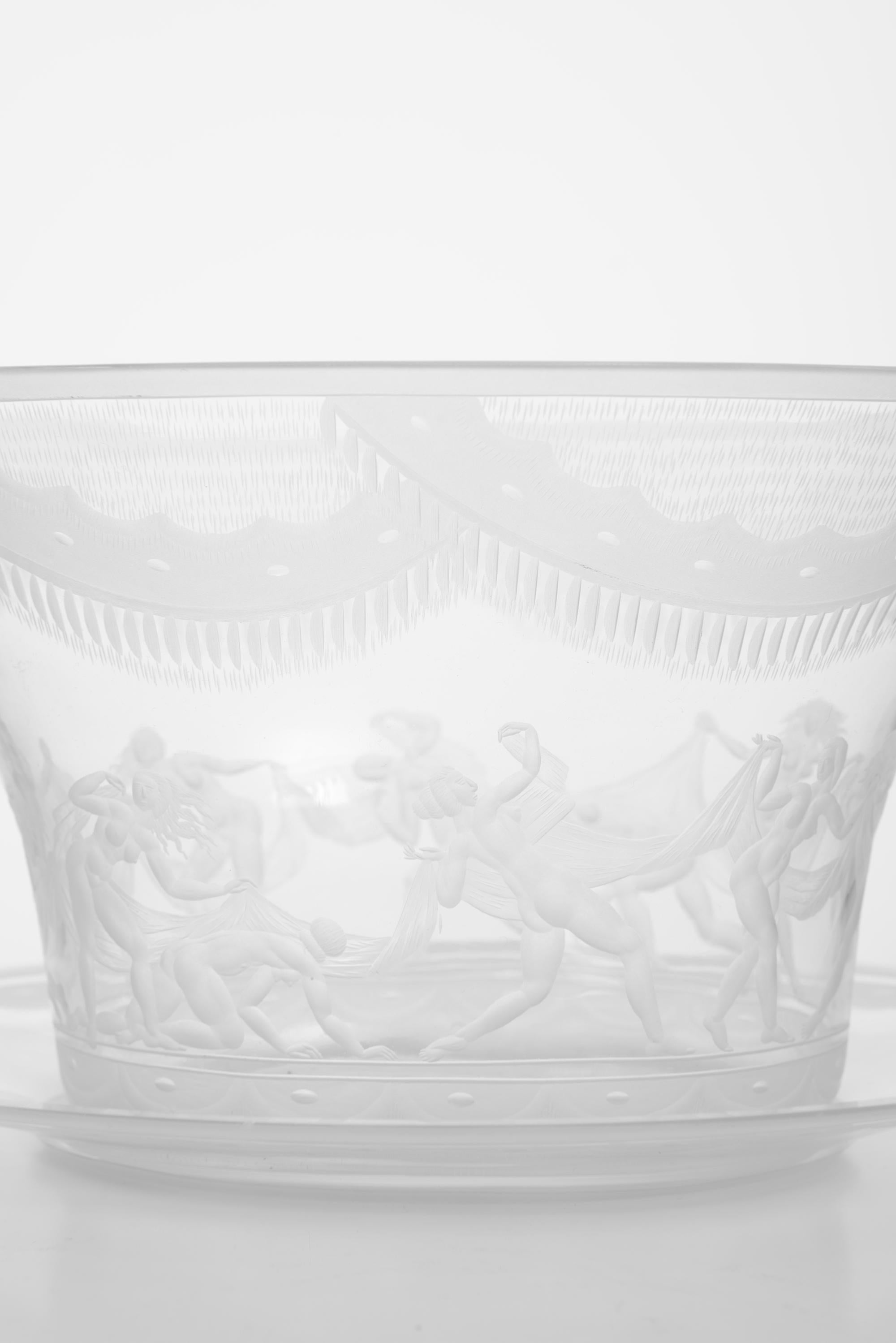 Scandinavian Modern Simon Gate Glass Vase Model Slöjdansen Produced by Orrefors in Sweden For Sale