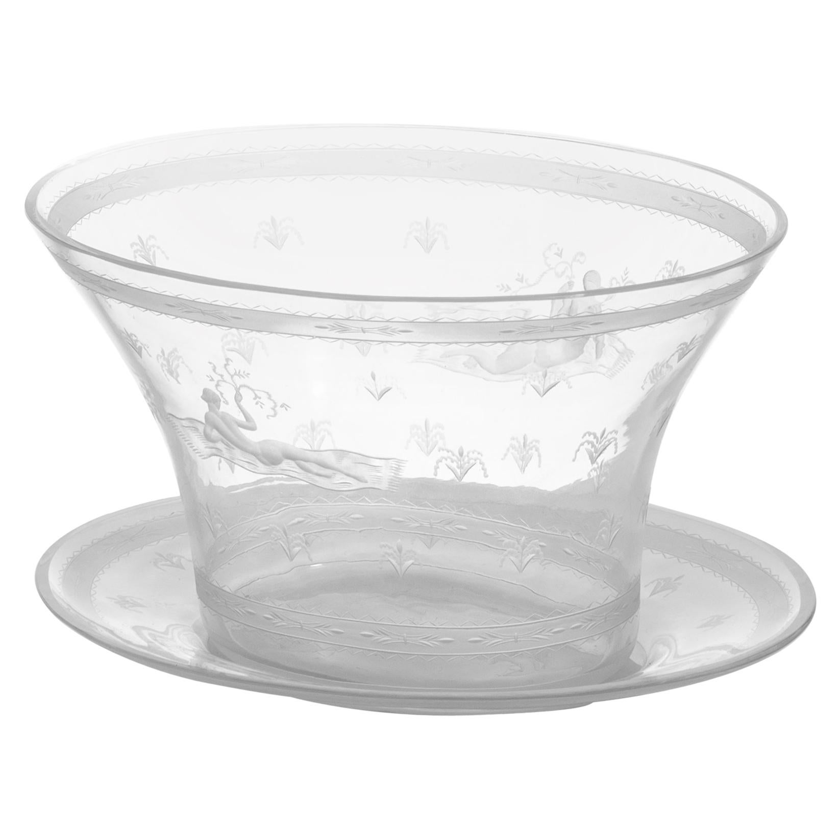 Simon Gate Glass Vase Produced by Orrefors in Sweden