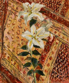 Simon Goldberg (1916-2002) - 2001 Öl, Lilien auf rosa Textilien