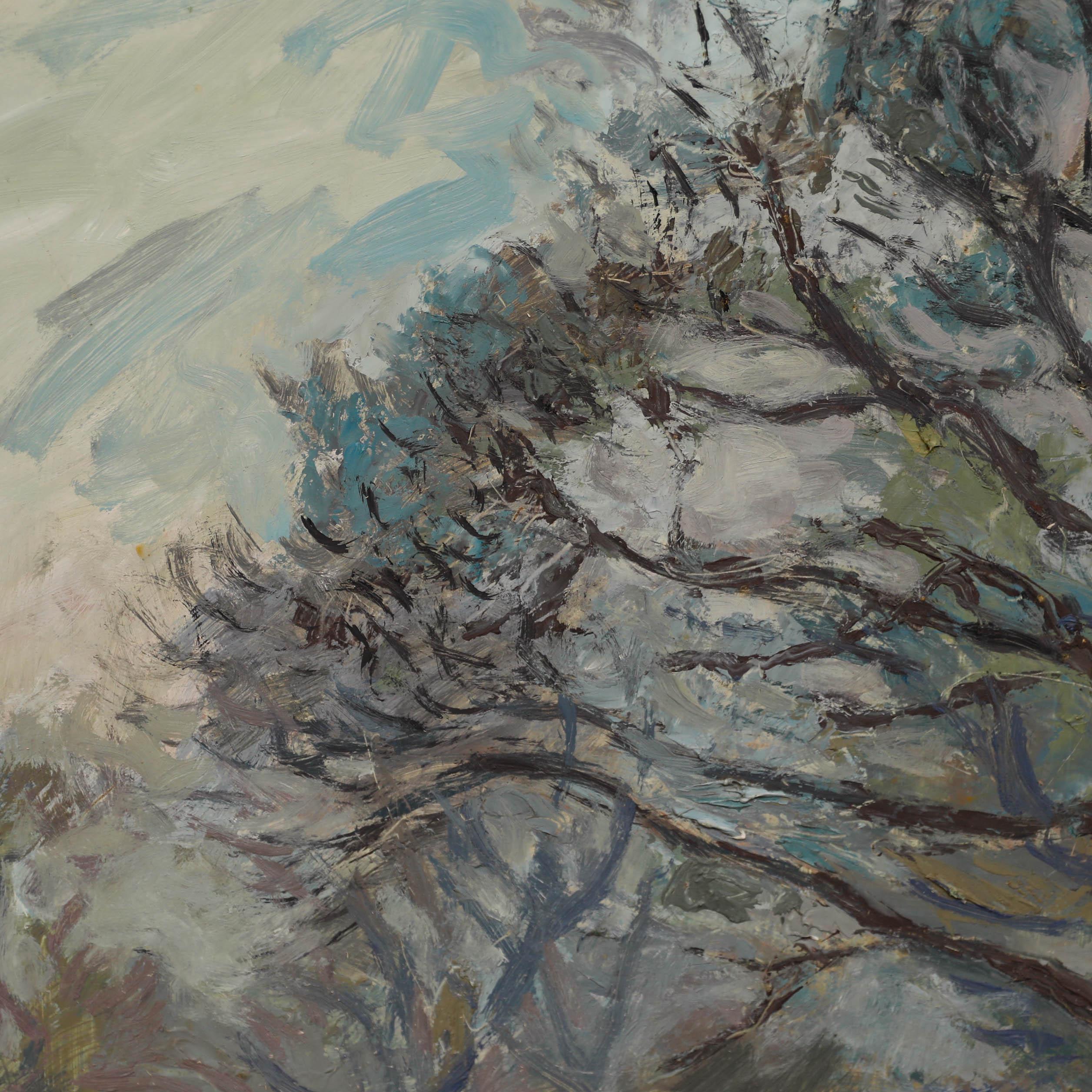 Simon Goldberg (1916-2002) - Mid 20th Century Oil, Park on a Misty Morning 3