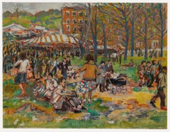 Vintage Simon Goldberg (1916-2002) - Mid 20th Century Oil, Towards the Carousel