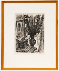 Simon Goldberg (1913-1985) - Framed 20th Century Etching, Bouquet and Books