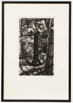 Simon Goldberg (1913-1985) - Mid 20th Century Etching, Vase of Flowers