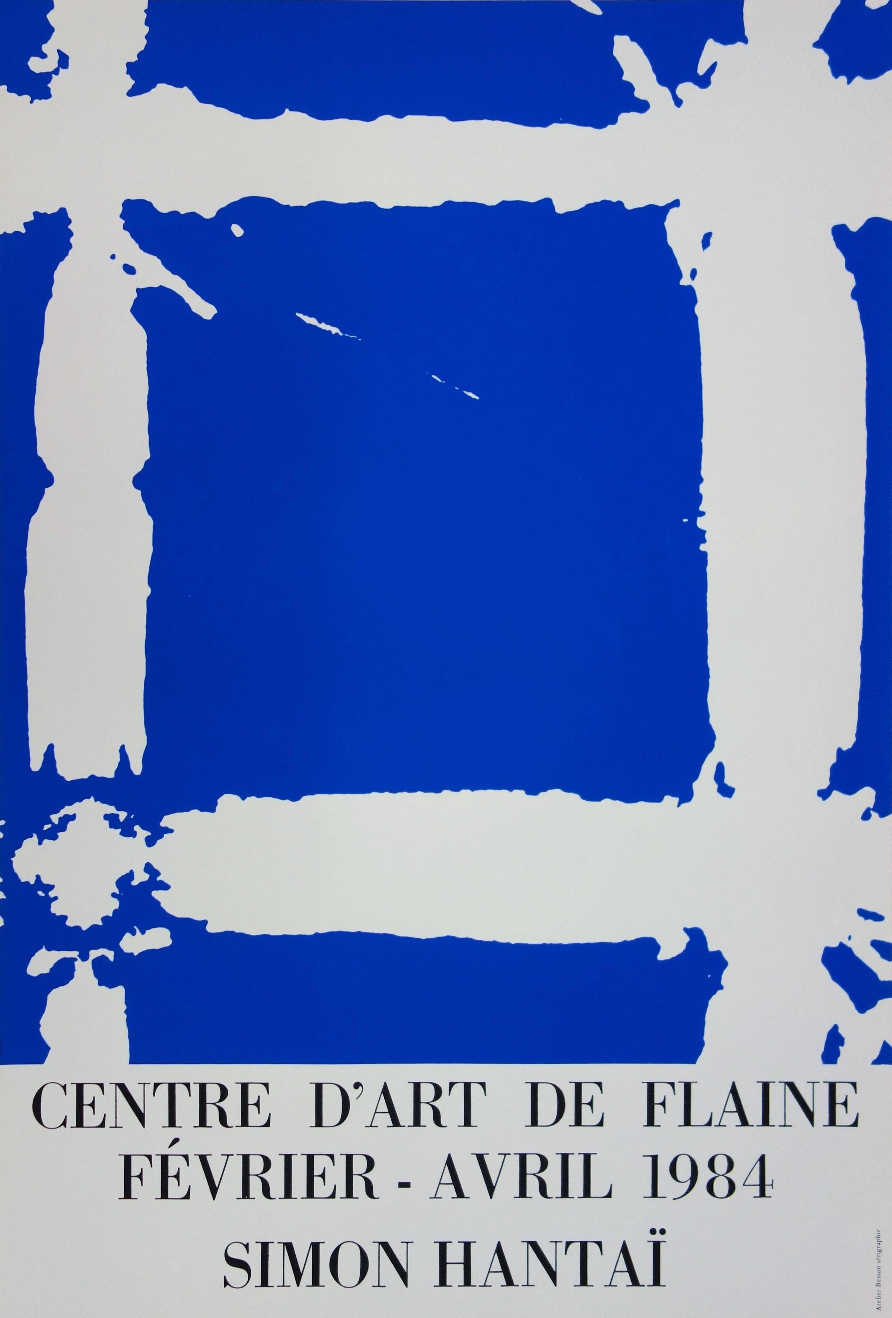 Simon Hantaï Abstract Print - Blue Tabula - Serigraph (Centre Flaine 1984)