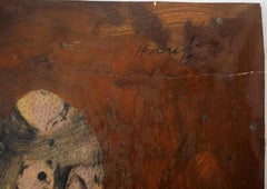 Portrait surréaliste - Peinture OIl originale sur papier, SIGNÉE