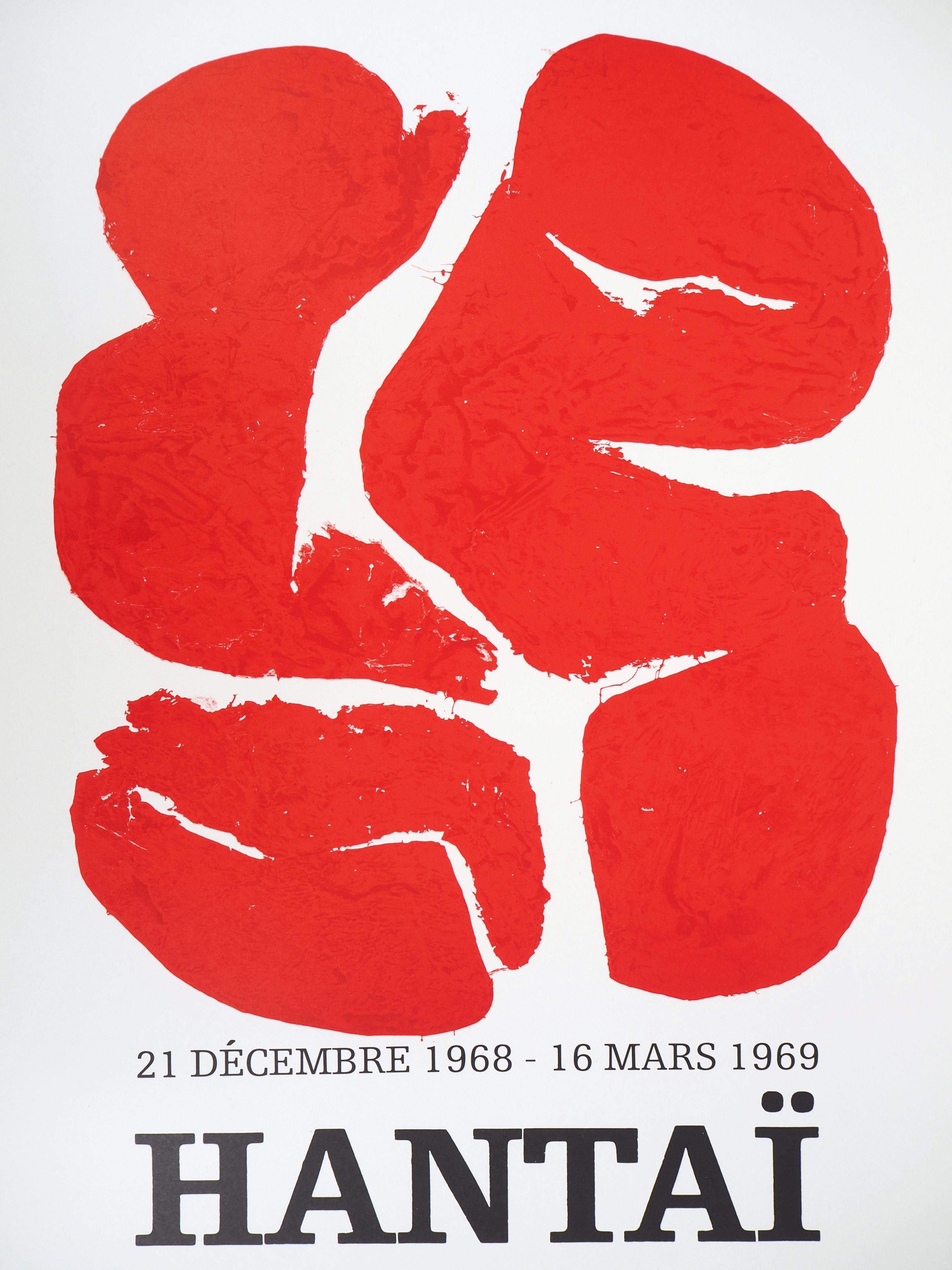 Abstract Red Tabula - Original Lithograph Poster (Fondation Maeght, 1969) - Print by Simon Hantaï