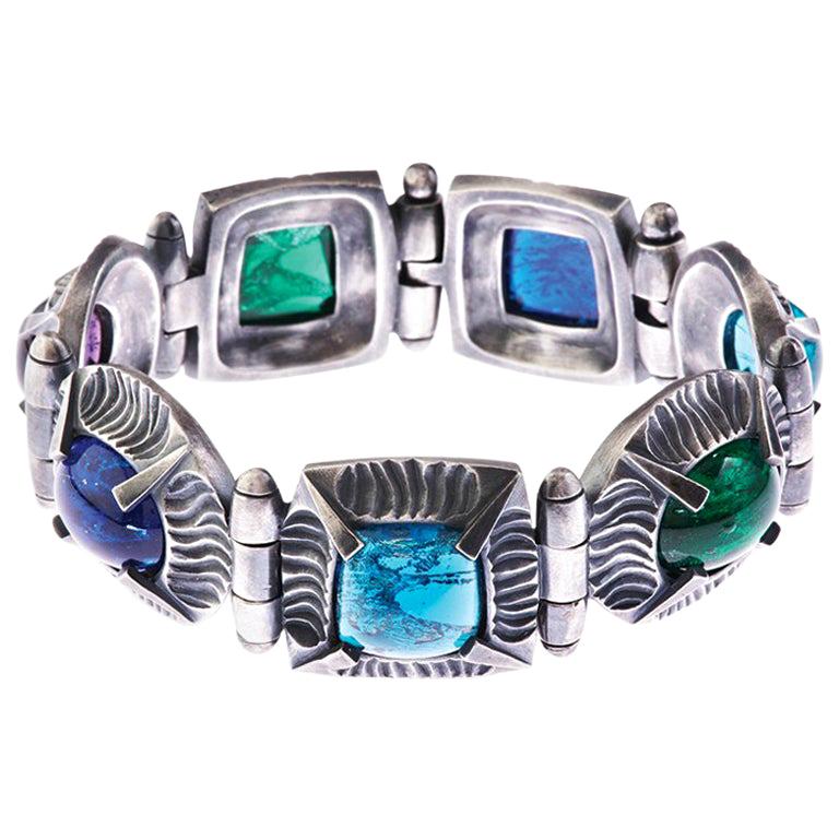 Simon Harrison Angevin Handmade Glass Cabochon Bracelet For Sale