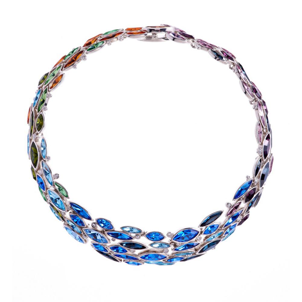 Contemporary Simon Harrison Aquarius Rainbow Ombre Marquise Crystal Necklace For Sale