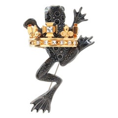 Simon Harrison Black Frog Prince Brooch