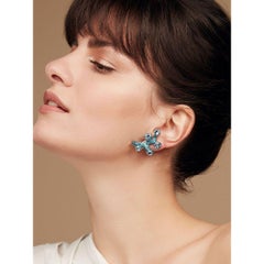 Simon Harrison Blue Coral Crystal and Enamel Cluster Earring