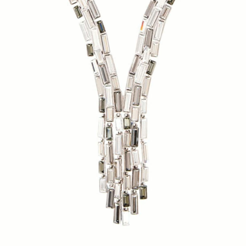 Baguette Cut Simon Harrison Caddis Multi Baguette Crystal Cascade Necklace For Sale