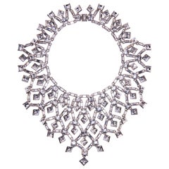 Simon Harrison Claudette Clear Square & Baguette Crystal Cluster Large Necklace