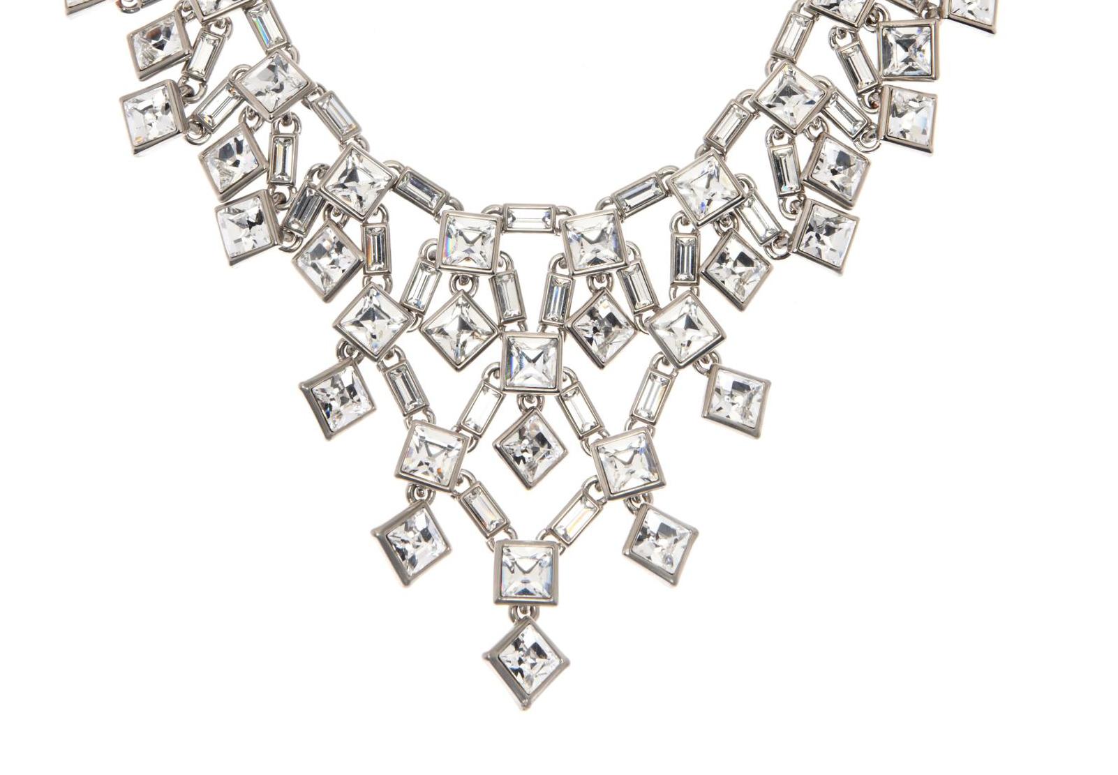 Contemporary Simon Harrison Claudette Square Crystal Cluster Small Necklace For Sale