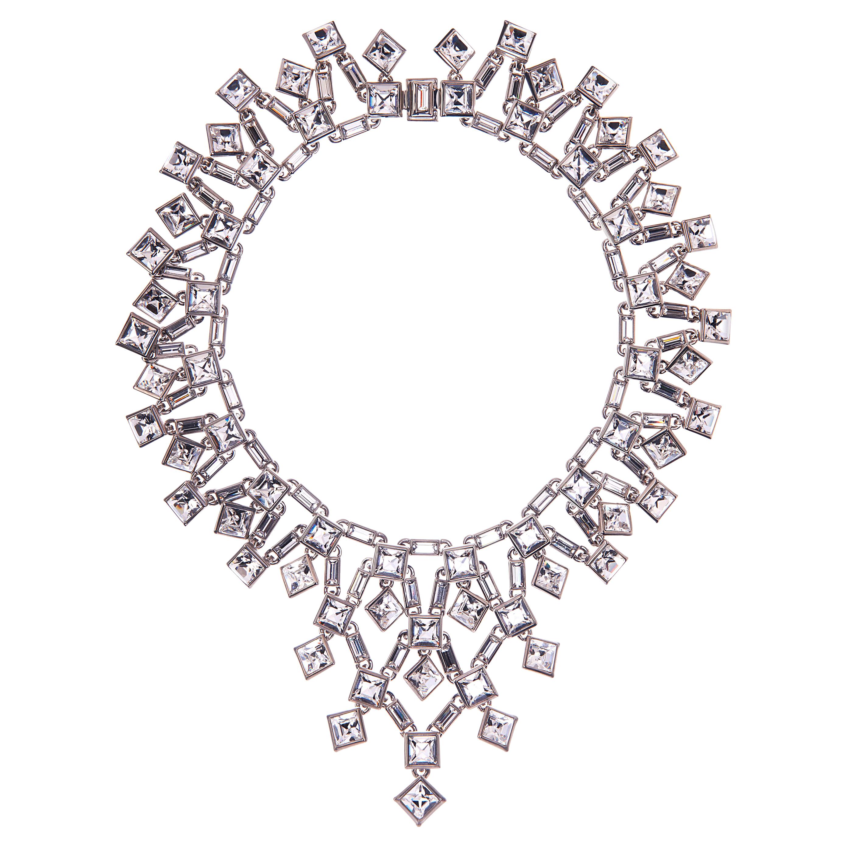 Simon Harrison Claudette Square Crystal Cluster Small Necklace For Sale