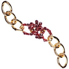 Simon Harrison Coral Crystal And Enamel Chain Bracelet