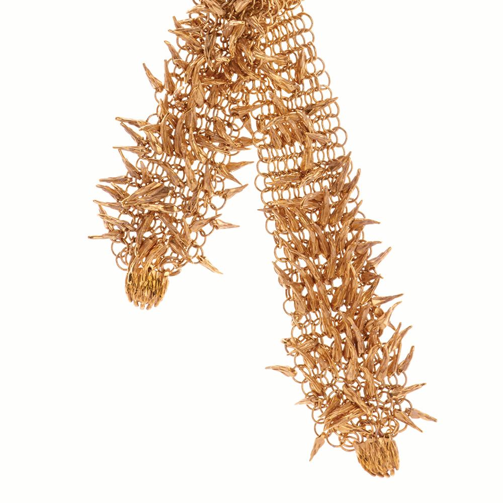 Contemporary Simon Harrison Dionysus Bear Claw Gold Stainless Steel Chainmail Necklace For Sale