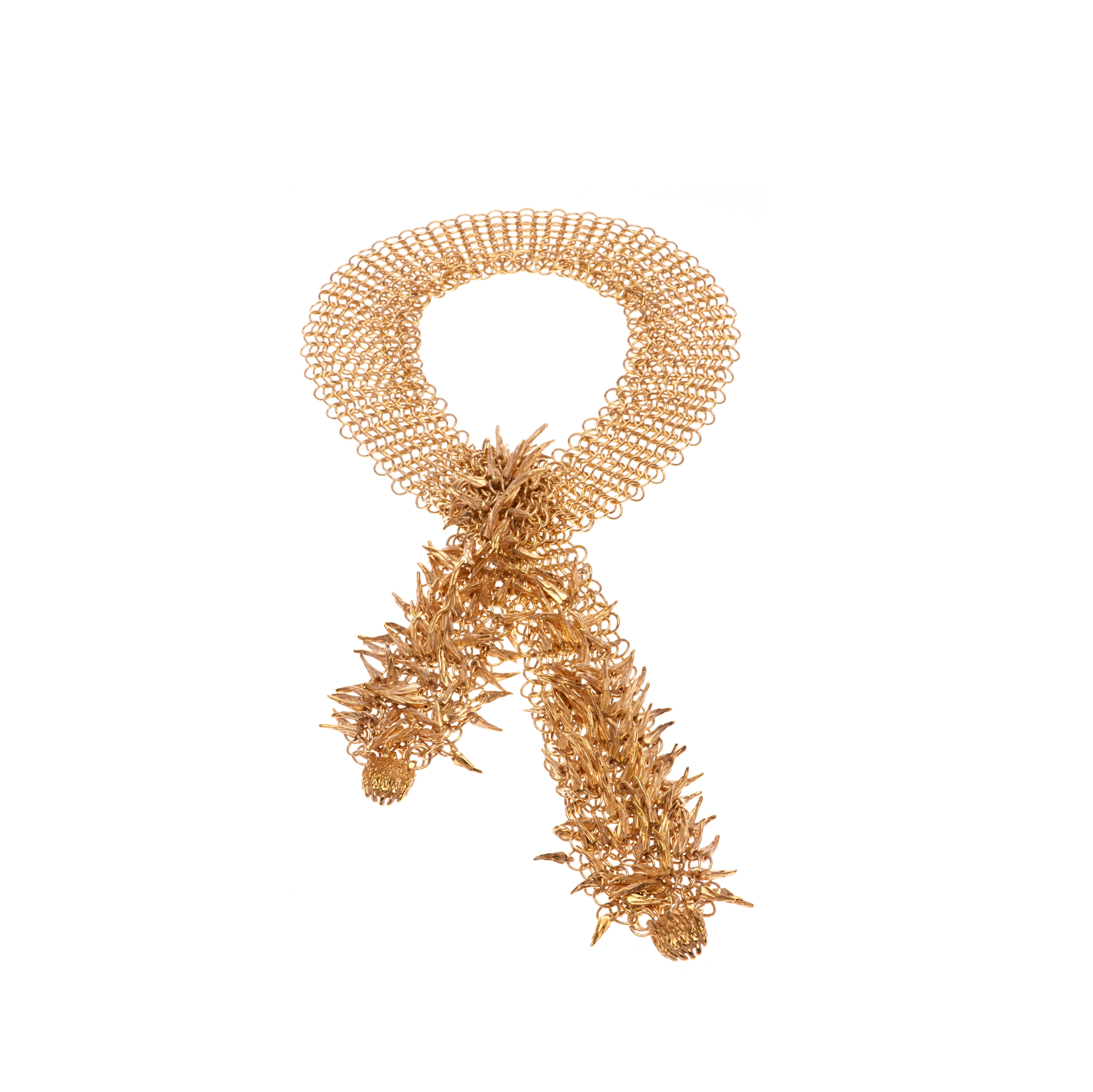Simon Harrison Dionysus Bear Claw Gold Stainless Steel Chainmail Necklace In New Condition For Sale In London, GB