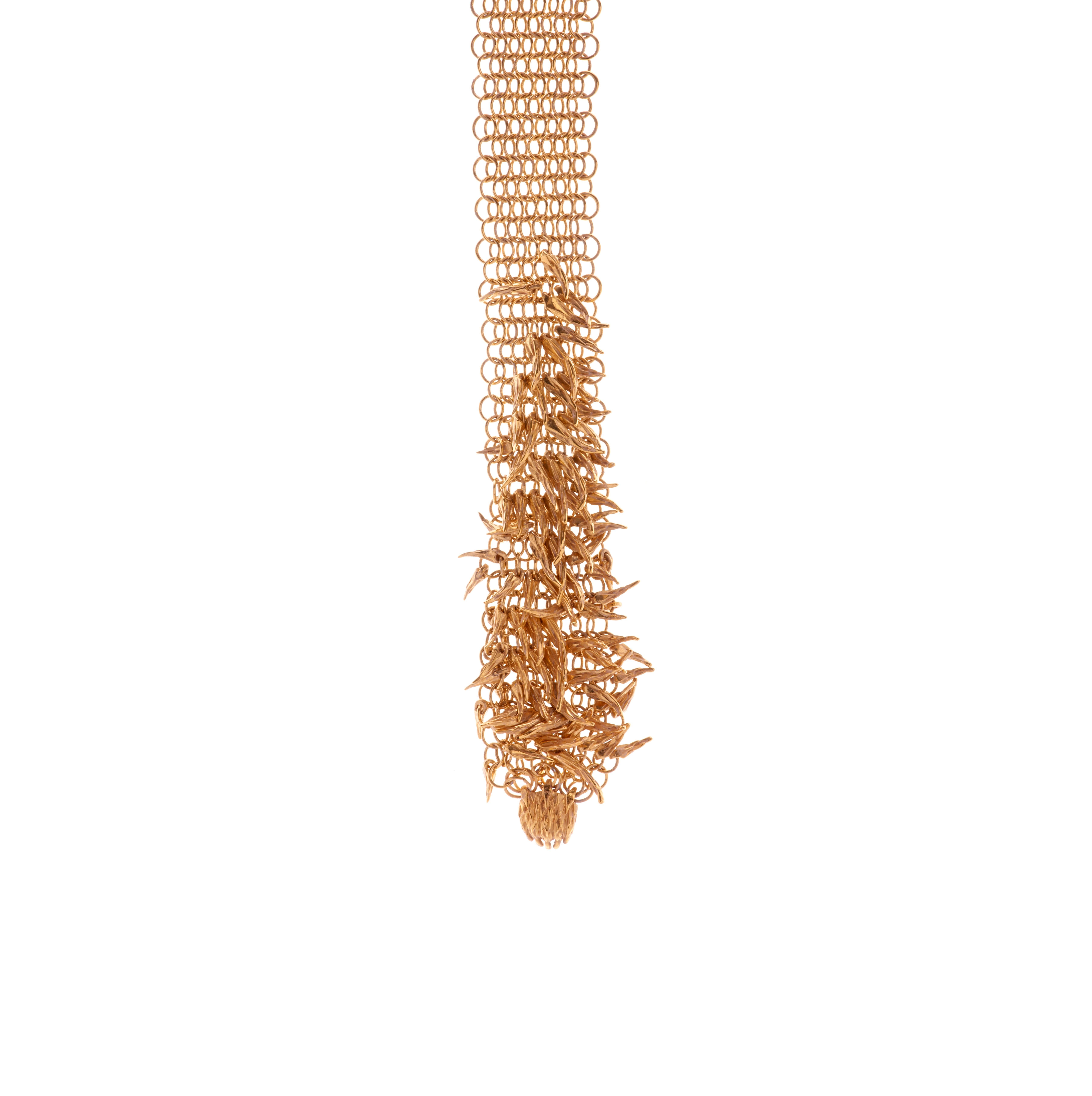 Women's Simon Harrison Dionysus Bear Claw Gold Stainless Steel Chainmail Necklace For Sale