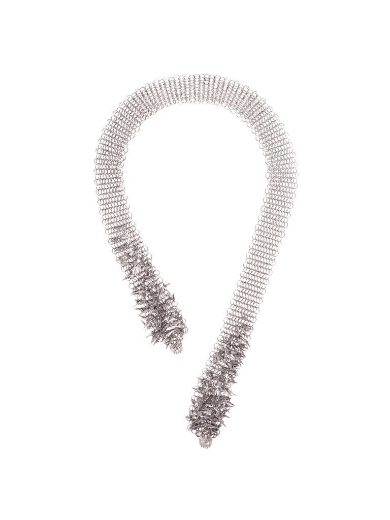 Contemporary Simon Harrison Dionysus Bear Claw Stainless Steel Chainmail Necklace For Sale
