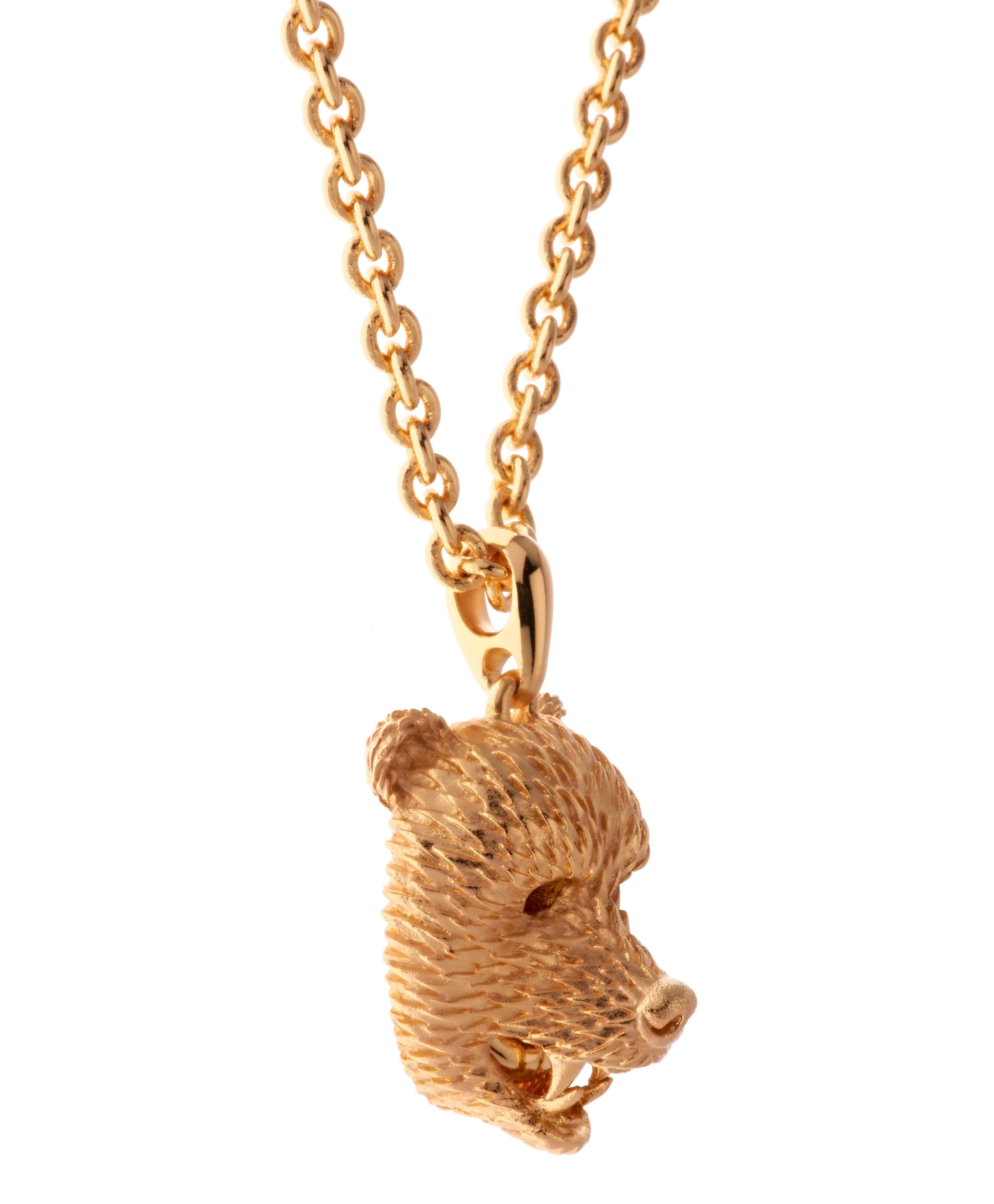 Contemporary Simon Harrison Dionysus Gold Stainless Steel Bear Pendant For Sale