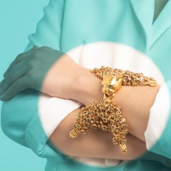 Simon Harrison Dionysus Leopard Gold Crystal and Stainless Steel Bracelet