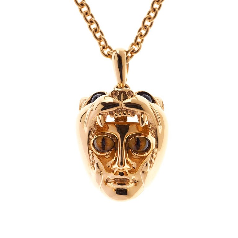 Contemporary Simon Harrison Dionysus Leopard Gold Pendant For Sale